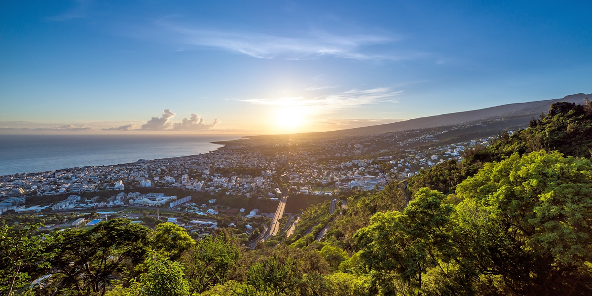 View over Saint-Denis, Reunion Island, at sunrise